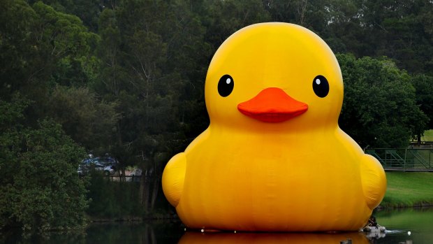 Dutch artist Florentijn Hofman's giant yellow rubber duck creation.