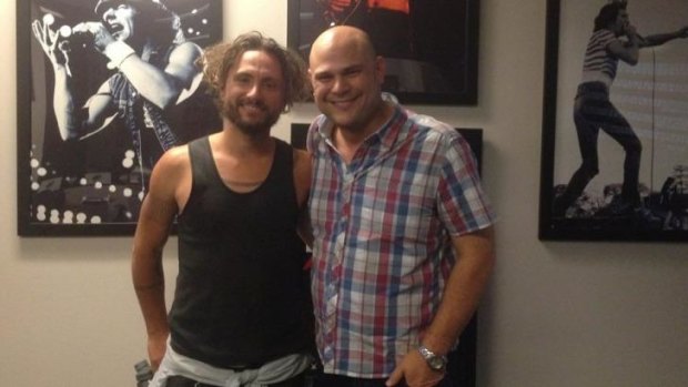 Darren de Mello with John Butler at the 96FM studios in January.