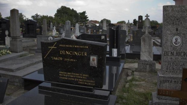 Memorial ready: Jakob Denzinger's tombstone on an empty grave in a cemetery in Cepin, eastern Croatia.