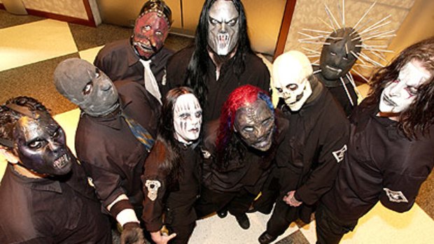 Grammy winners...Slipknot bassist Paul Gray, far left, has been found dead.
