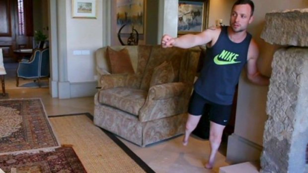 Re-enactment: Oscar Pistorius details the night that he shot his girlfriend Reeva Steenkamp.