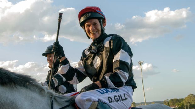Desiree Gill after a winning ride  at Gympie last month.
