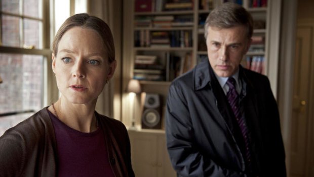 Jodie Foster and Christoph Waltz in <i>Carnage</i>.
