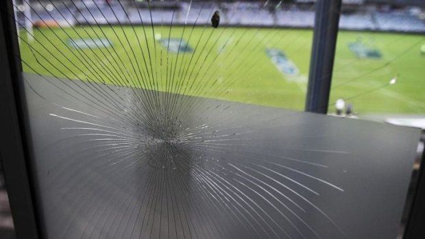The smashed window in question.