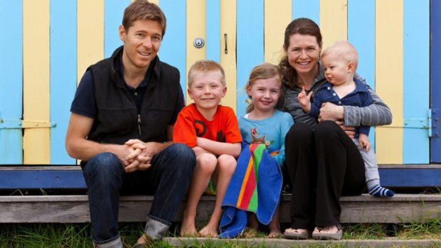 Nick Auden with wife Amy and children, Locky (7), Hayley (5), and Evan (1).