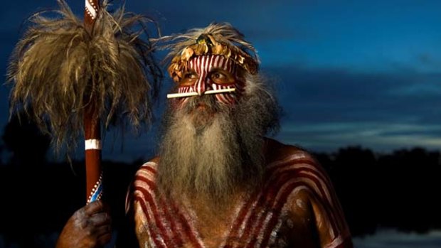 Ngarrindjeri elder Major Sumner at the junction of the Darling and Murray Rivers at Wentworth.