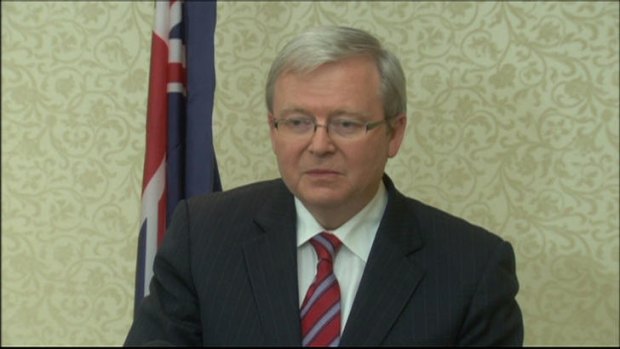 Screengrab of Kevin Rudd's resignation on Wednesday. Courtesy of ABC News.