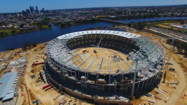 An aerial view of the new Perth Stadium. 