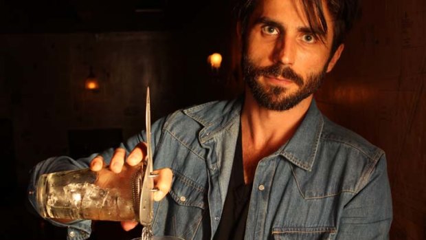 Owner of York Stitch Bar on York Street, Sydney, Christophe Lehoux pours a "Skinny Love".