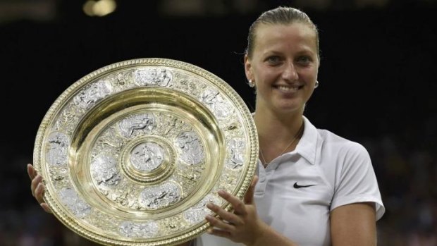 All smiles: Kvitova with her second Wimbledon trophy.