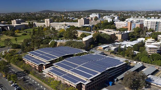 A massive solar panel installation at the University of Queensland.