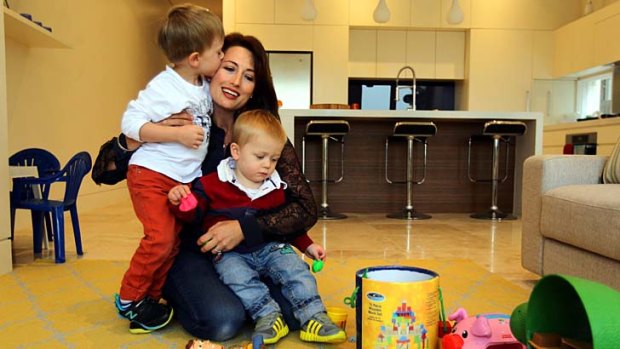 On the waiting list for 10 months: Carla Ornsby with her sons  Lachlan, 4, and Mason, 18 months, at home in Lilyfield.