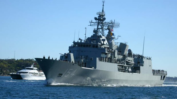 HMAS Parramatta, a Royal Australian Navy ANZAC-class frigate similar to HMAS Toowoomba.