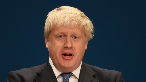 BIRMINGHAM, ENGLAND - OCTOBER 02: Secretary of State for Foreign and Commonwealth Affairs Boris Johnson delivers a speech about Brexit on the first day of the Conservative Party Conference 2016 at the ICC Birmingham on October 2, 2016 in Birmingham, England. On the opening day of the annual party conference, British Prime Minister Theresa May has confirmed that the deadline for triggering Article 50 of the Lisbon Treaty will be the end of March 2017. (Photo by Matt Cardy/Getty Images)