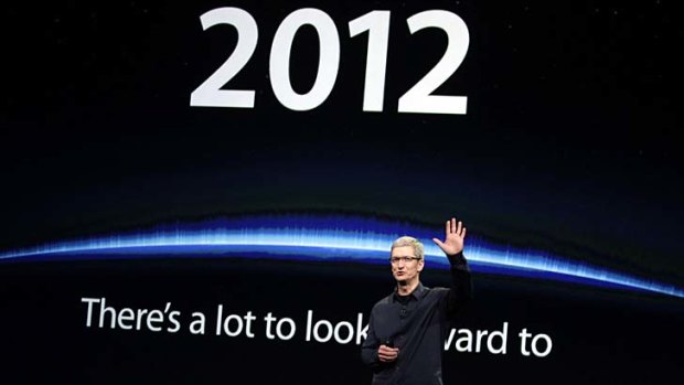 Tim Cook announces a new iPad earlier this year.