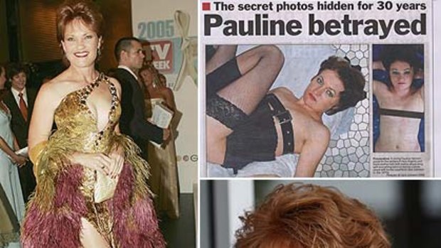 Pauline Hanson ... as she appeared in <i>Dancing with the Stars</i>, the newspaper cutting purporting to show her, and on the campaign trail in Queensland.