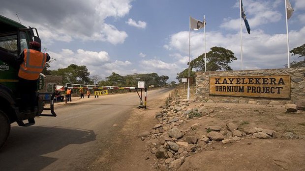 Gates at the Kayelekera uranium project in Malawi in Africa .