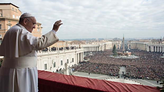 Visibly moved: Pope Francis' Christmas message called for peace and reconciliation.