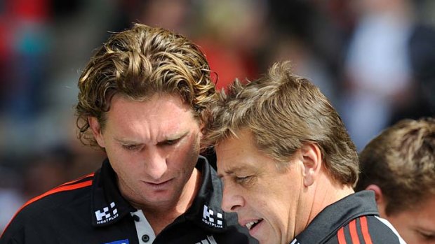 Flying start: New Essendon coach James Hird and his assistant Mark Thompson.