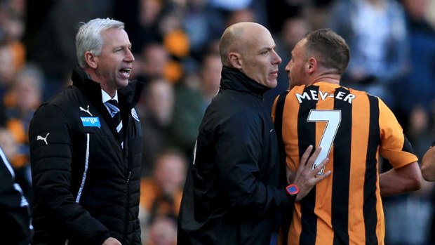 On the outer: Alan Pardew (left) is set to be banned by FA officials.