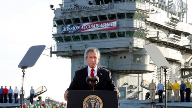 Getting it wrong ... George W. Bush declares the end of major combat in Iraq on May 2 2003.