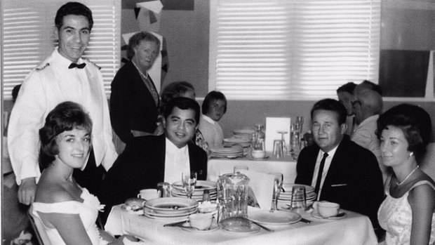 Maryanne (on the right) with her brother and friends in the Fairsky's dining room. Carlo Albanese is standing on the left.