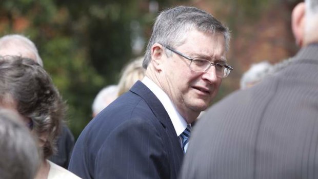 Attorney General Greg Smith at the funeral of Magistrate Brian Maloney at St Anne's Catholic Curch in North Bondi.