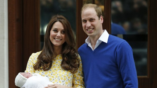 All in a day's work: Kate Middleton and Prince William with Charlotte Elizabeth Diana.