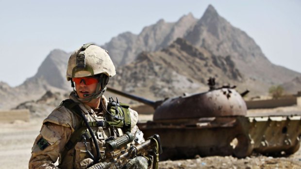 A Canadian soldier on patrol in Afghanistan.