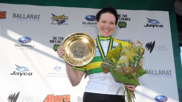 Women's elite criterium champion Sarah Roy.