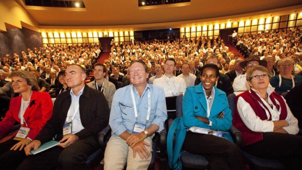 Audience members, including Andrew Forrest, CEO of Fortescue Metals, at the Diggers and Dealers mining forum last year.