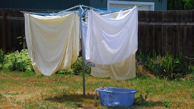 DIY air conditioning ... back in the day, wet sheets on the clothes line did the job for the sweltering residents of Hay.
