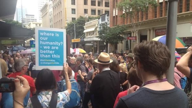 Protesters rally in Brisbane in support of asylum seekers.