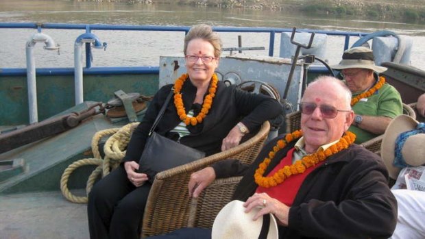 Bruce Gates and wife Mary on the Ganges River.