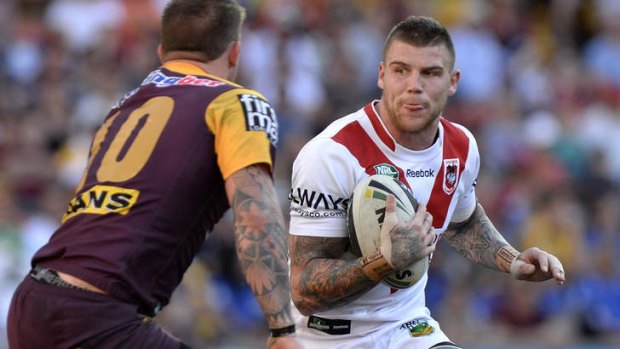 Thumbs down: Josh Dugan has joined a long injury list for the Dragons after the star fullback broke his thumb against the Broncos in Brisbane on Sunday.