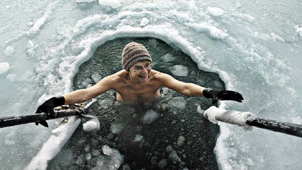 Cold comfort ... ice-hole swimming is a popular national pastime in Finland in winter.