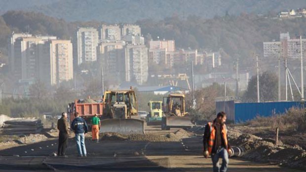 Road construction begins in Sochi.