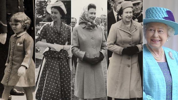 "The plain hand-sewn gloves designed for her majesty have become her trademark" ... far left, Queen Elizabeth in 1931, far right, during the Diamond Jubilee Armed Forces Parade and Muster in Windsor, May 19, 2012.