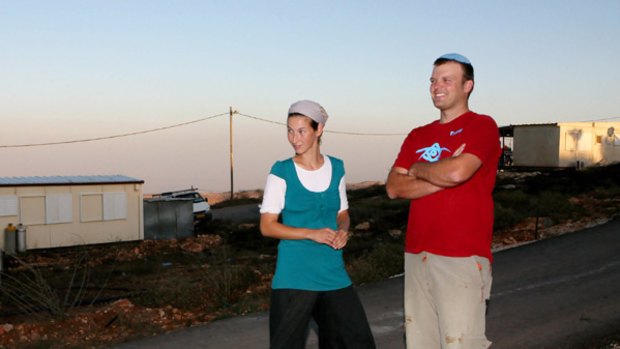 Settlers Michal and Matanya Chayat in the illegal outpost of Kida in the Israeli-occupied West Bank.