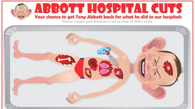 A screen grab from the Abbott Hospital Cuts game.