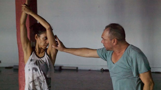Artistic director Stephen Page and dancer Deborah Brown during rehearsals.