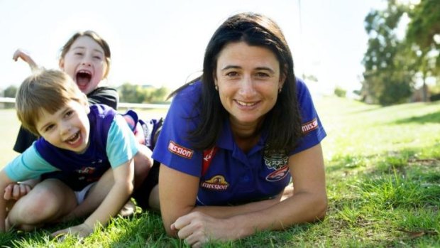 Family first: Peta Searle with her children Tess and Jackson.