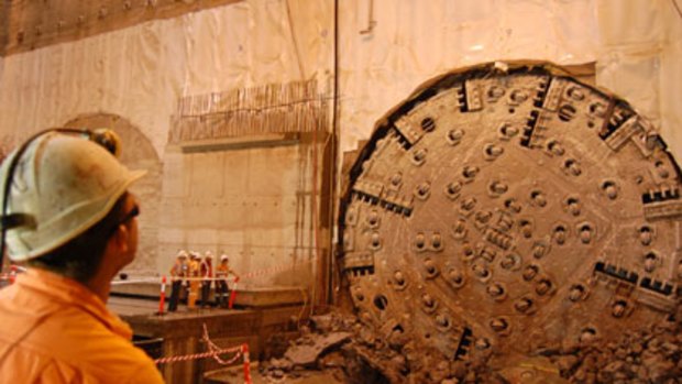 Florence the tunnel boring machine finishes its 4.3km journey from Bowen Hills to Woolloongabba.