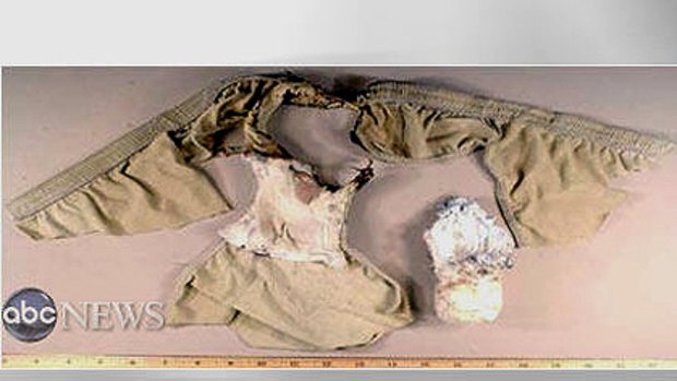An FBI photo of Abdulmutallab's underwear and the alleged explosives