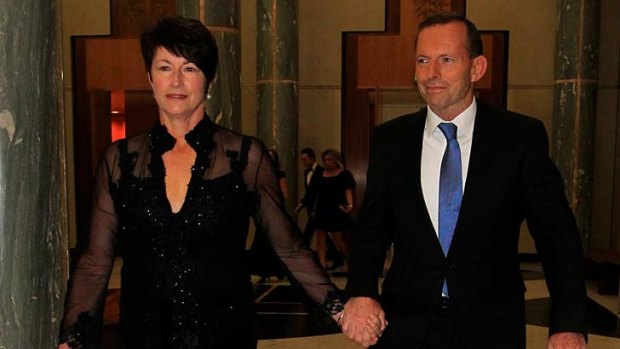 On standby ... Opposition Leader Tony Abbott with his wife Margie.