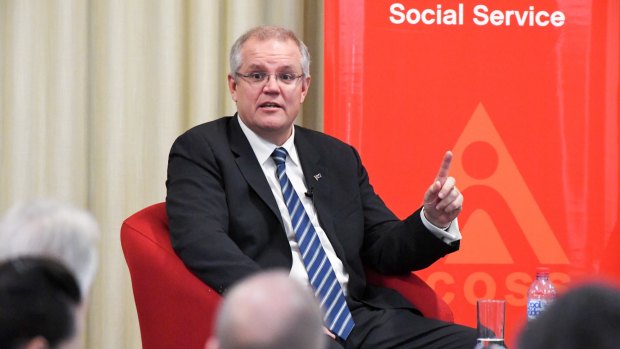 Scott Morrison, selling a budget whose projections stretch credulity.