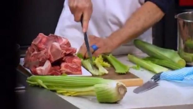 The contestants put the knives to good use on the vegetables, rather than each other.
