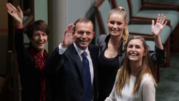 Opposition Leader Tony Abbott and his family.