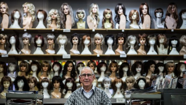 Abe Lourie, 87, runs Creative Wigs in Swanston Street.