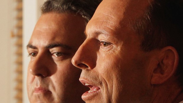 Opposition Leader Tony Abbott and shadow treasurer Joe Hockey.